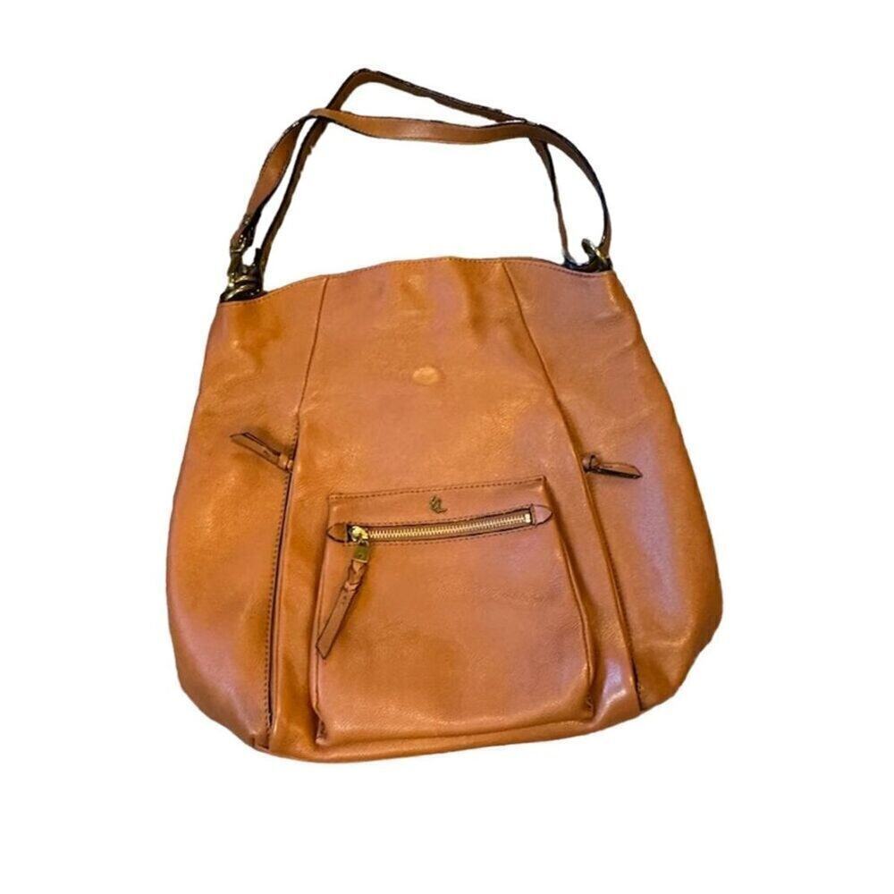 Elliott Lucca Vivien Large Brown Leather Hobo Bag Women's Shoulder Handbag